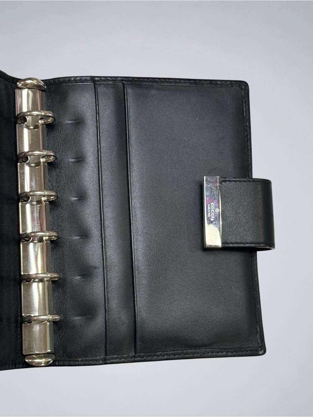 Vintage Gucci GG Denim 6 Ring Agenda Planner Black Y2K Original Retail Tag EPC - Picture 9 of 12